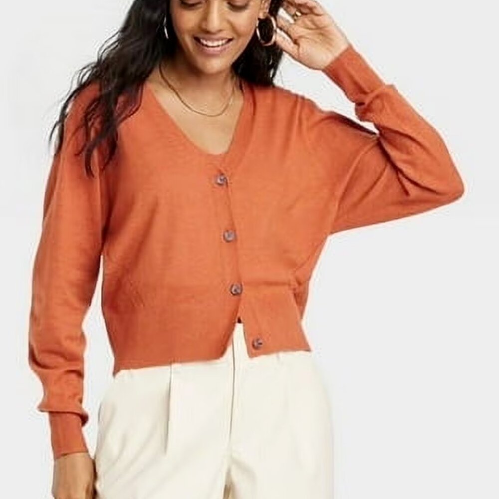 Women's Button-Front Fine Knit Cardigan - A New Day M